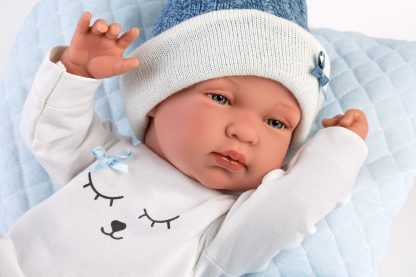 L01c Llorens levensechte babypop jongen fullbody met kleding kussen en speen 43 cm - Laatste - Afbeelding 5