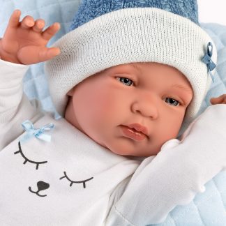 L01c Llorens levensechte babypop jongen fullbody met kleding kussen en speen 43 cm - Laatste
