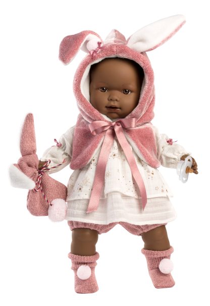 L19a Llorens babypop soft body baby donker met geluid kleding speen 42 cm Laatste ! - Afbeelding 7