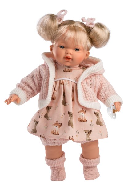 L24a Llorens babypopje soft body popje blond haar met geluid kleding speen 33 cm - Afbeelding 4
