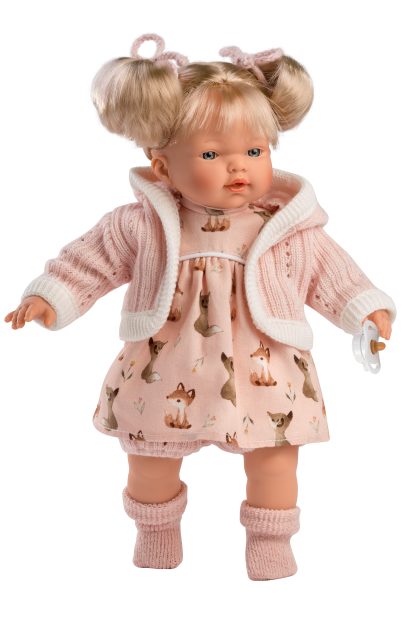 L24a Llorens babypopje soft body popje blond haar met geluid kleding speen 33 cm - Afbeelding 8