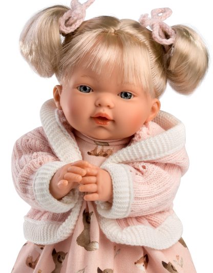 L24a Llorens babypopje soft body popje blond haar met geluid kleding speen 33 cm - Afbeelding 7