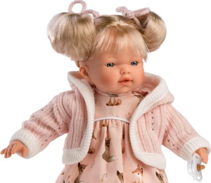 L24a Llorens babypopje soft body popje blond haar met geluid kleding speen 33 cm - Afbeelding 6