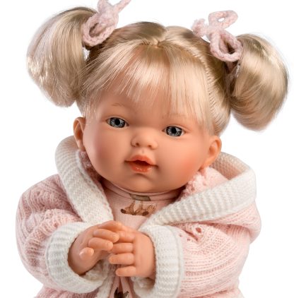 L24a Llorens babypopje soft body popje blond haar met geluid kleding speen 33 cm - Afbeelding 2