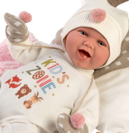L13b Llorens babypop soft body vrolijk met geluid kleding kussen en speen 42 cm - Afbeelding 5