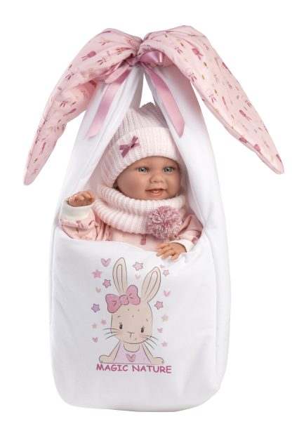 L02a Llorens levensechte babypop meisje full body in kleding draagmand en speen 40 cm - Afbeelding 6