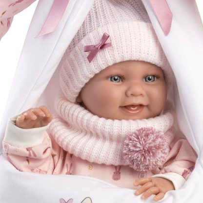 L02a Llorens levensechte babypop meisje full body in kleding draagmand en speen 40 cm - Afbeelding 9