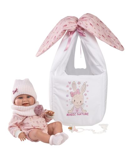 L02a Llorens levensechte babypop meisje full body in kleding draagmand en speen 40 cm - Afbeelding 11
