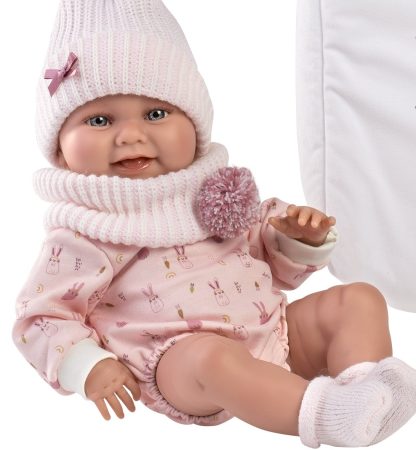 L02a Llorens levensechte babypop meisje full body in kleding draagmand en speen 40 cm - Afbeelding 12
