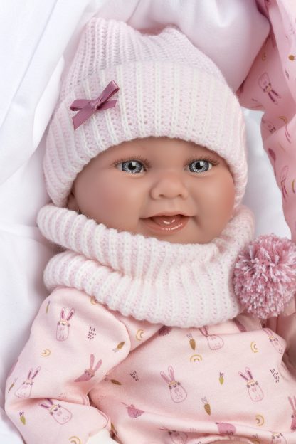 L02a Llorens levensechte babypop meisje full body in kleding draagmand en speen 40 cm - Afbeelding 13
