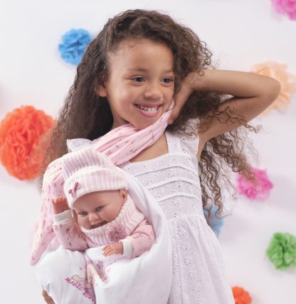 L02a Llorens levensechte babypop meisje full body in kleding draagmand en speen 40 cm - Afbeelding 14