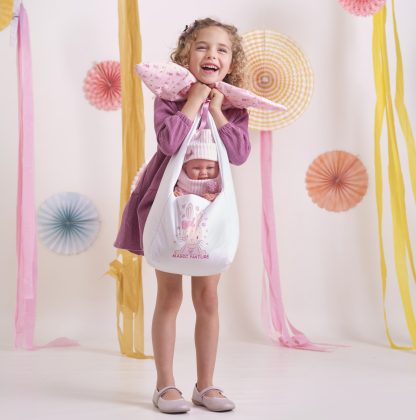 L02a Llorens levensechte babypop meisje full body in kleding draagmand en speen 40 cm - Afbeelding 15