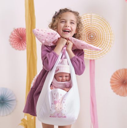 L02a Llorens levensechte babypop meisje full body in kleding draagmand en speen 40 cm - Afbeelding 3