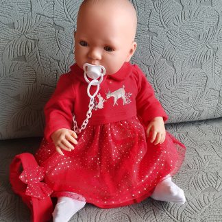 AD7f Levensechte Babypop soft body Lisa met slaapogen kerstkleding en speen 52 cm