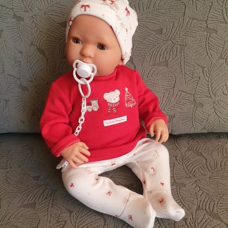 AD7h Levensechte Babypop soft body Lisa met slaapogen in kerst set met speen 52 cm