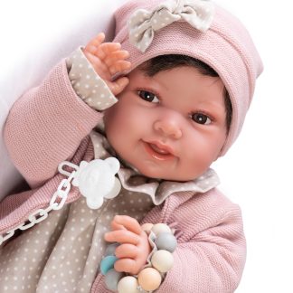 AJ18g Antonio Juan pop babypop softbody glimlachend met haar kleding en speen 42 cm
