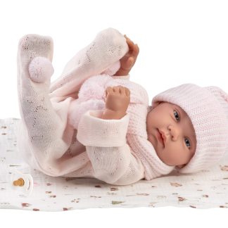 L01a Llorens levensechte babypop meisje full body met kleding deken en speen 43cm