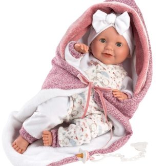 Aanbieding Llorens babypop soft body baby met slaapogen geluid deken speen 42cm