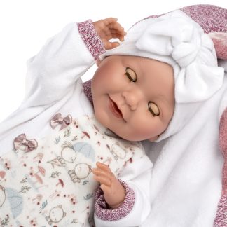 Aanbieding Llorens babypop soft body baby met slaapogen geluid deken speen 42 cm