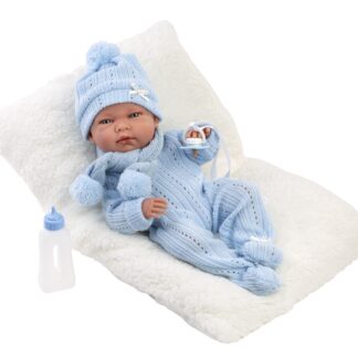 L02g Llorens levensechte babypop jongen full body met kleding kussen en speen 40 cm
