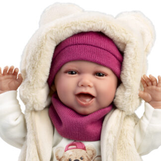 L13 Llorens babypop soft body vrolijk bruine ogen met geluid kleding en speen 42cm