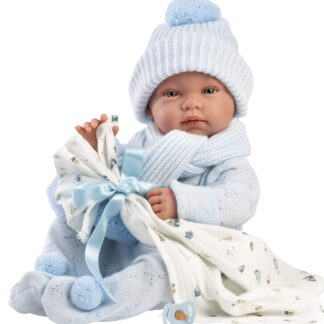 L01b Llorens levensechte babypop jongen full body met kleding en speen 43cm