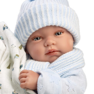 L01b Llorens levensechte babypop jongen fullbody met kleding en speen 43 cm
