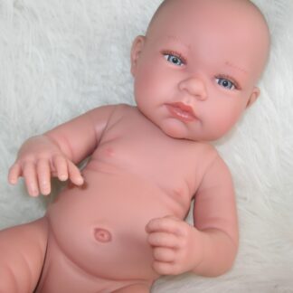 L01a Llorens levensechte babypop meisje fullbody met kleding en speen 43cm