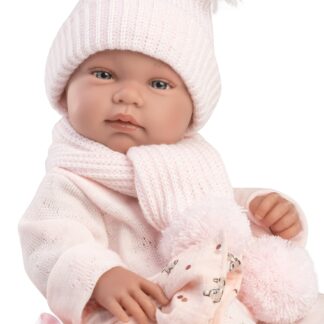 L01a Llorens levensechte babypop meisje fullbody met kleding en speen 43 cm