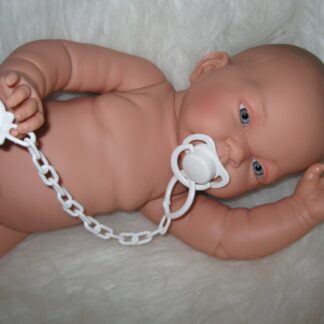 Speen wit dunne maat met speenketting passend voor babypoppen Llorens - zie omschrijving